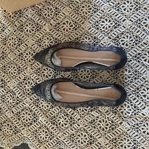 Badgley Mischka Black Lace Loafers
